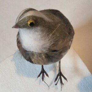 Decorative Faux Bird Quail Figure Brown White Feathers Craft